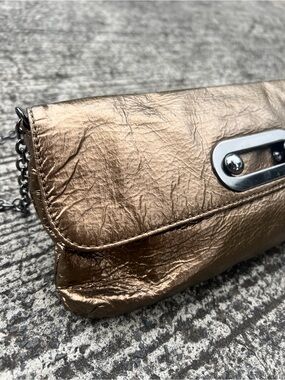 Metallic Bronze Chain Clutch Handbag